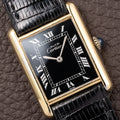 Cartier Tank Must de Black Roman Vermeil GM from 1980s