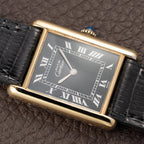 Cartier Tank Must de Black Roman Vermeil GM from 1980s