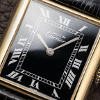 Cartier Tank Must de Black Roman Vermeil GM from 1980s