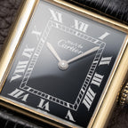 Cartier Tank Must de Black Roman Vermeil GM from 1980s