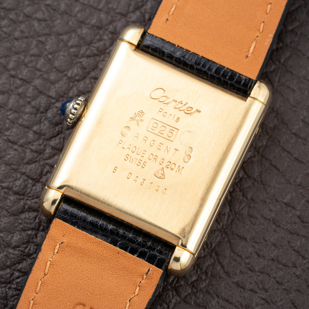 Cartier Tank Must de Black Roman Vermeil GM from 1980s