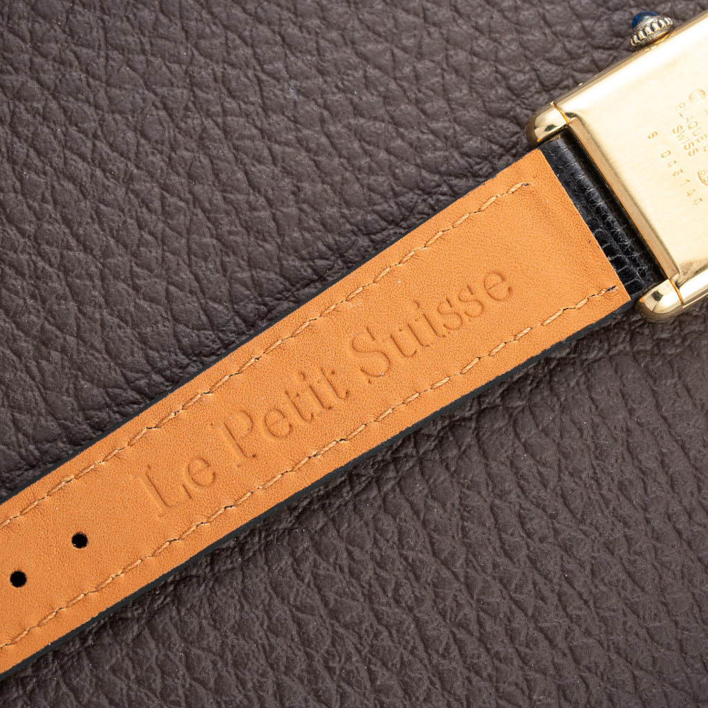 Cartier Tank Must de Black Roman Vermeil GM from 1980s