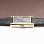 Cartier Tank Must de Black Roman Vermeil GM from 1980s