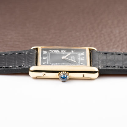 Cartier Tank Must de Black Roman Vermeil GM from 1980s