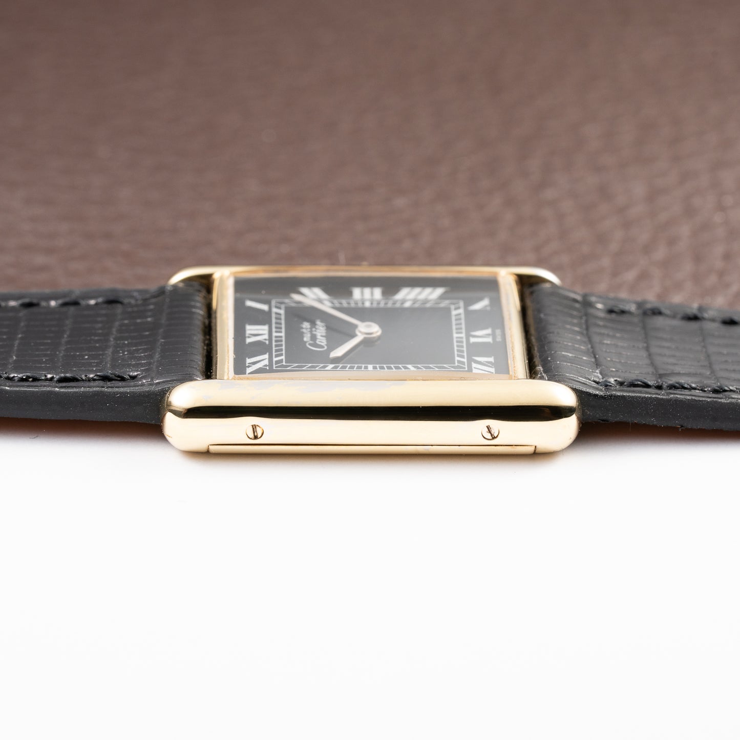 Cartier Tank Must de Black Roman Vermeil GM from 1980s