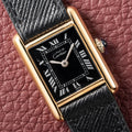 Cartier Tank Vermeil Black Roman Dial PM 1980s