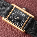 Cartier Tank Vermeil Black Roman Dial PM 1980s