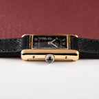 Cartier Tank Vermeil Black Roman Dial PM 1980s