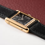 Cartier Tank Vermeil Black Roman Dial PM 1980s
