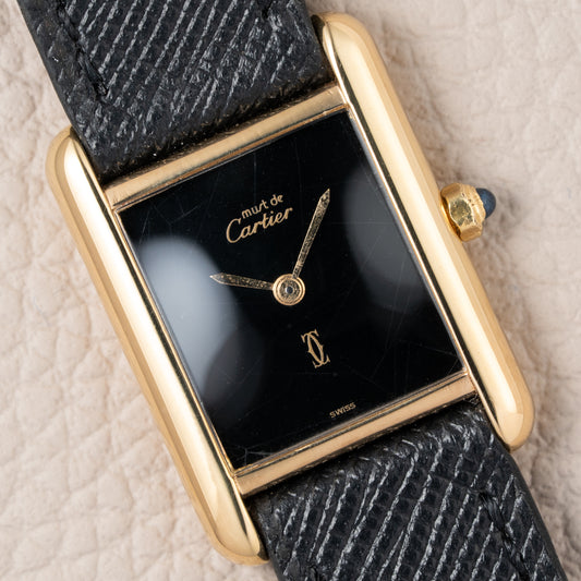 Cartier Tank Must de Vermeil Black Spider Dial Reference 3 66001 from 1980s