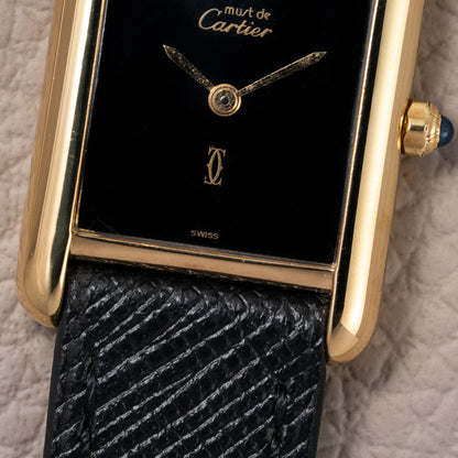 Cartier Tank Must de Vermeil Black Spider Dial Reference 3 66001 from 1980s