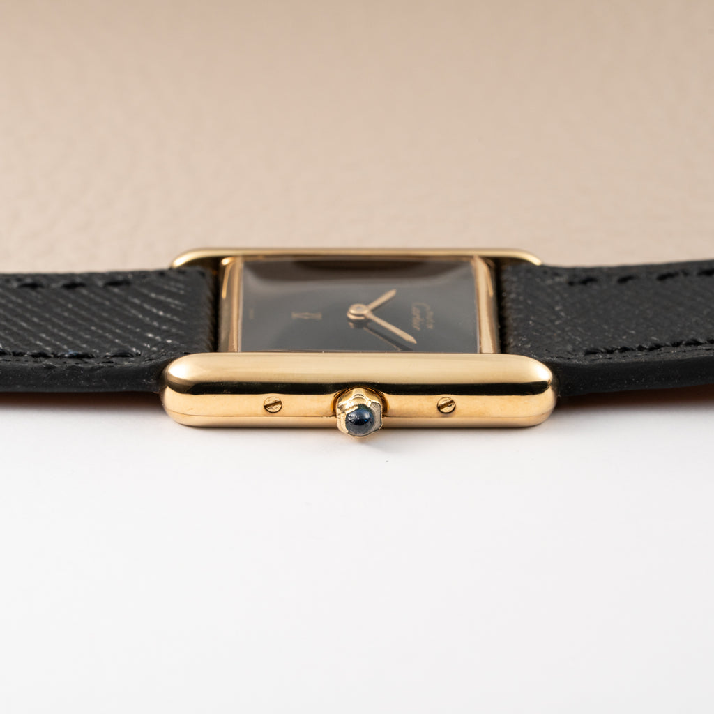 Cartier Tank Must de Vermeil Black Spider Dial Reference 3 66001 from 1980s