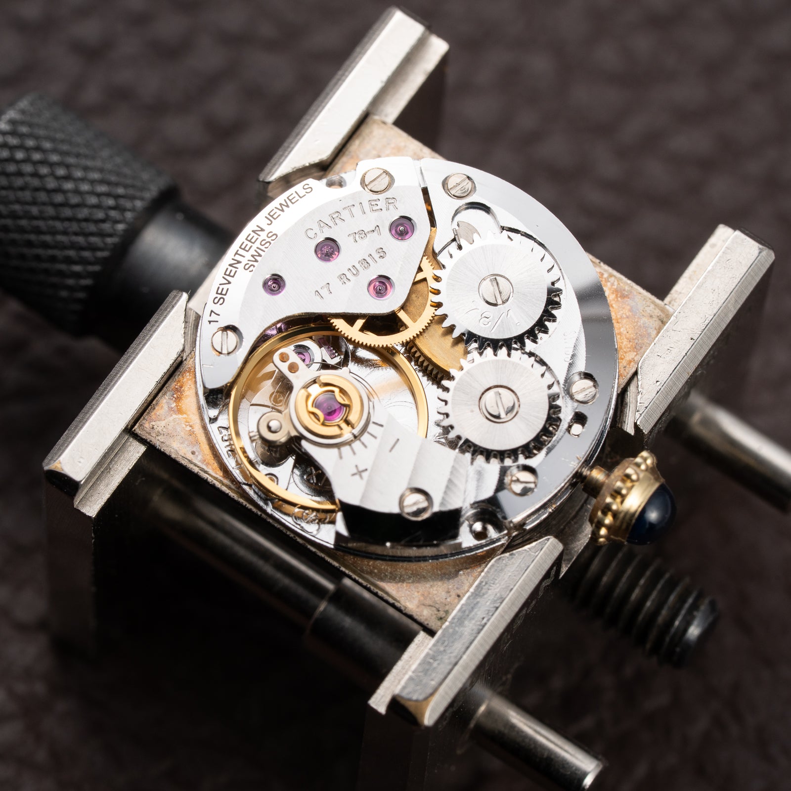 Cartier Tank Must de Black 'onyx' Dial Vermeil PM 1980s