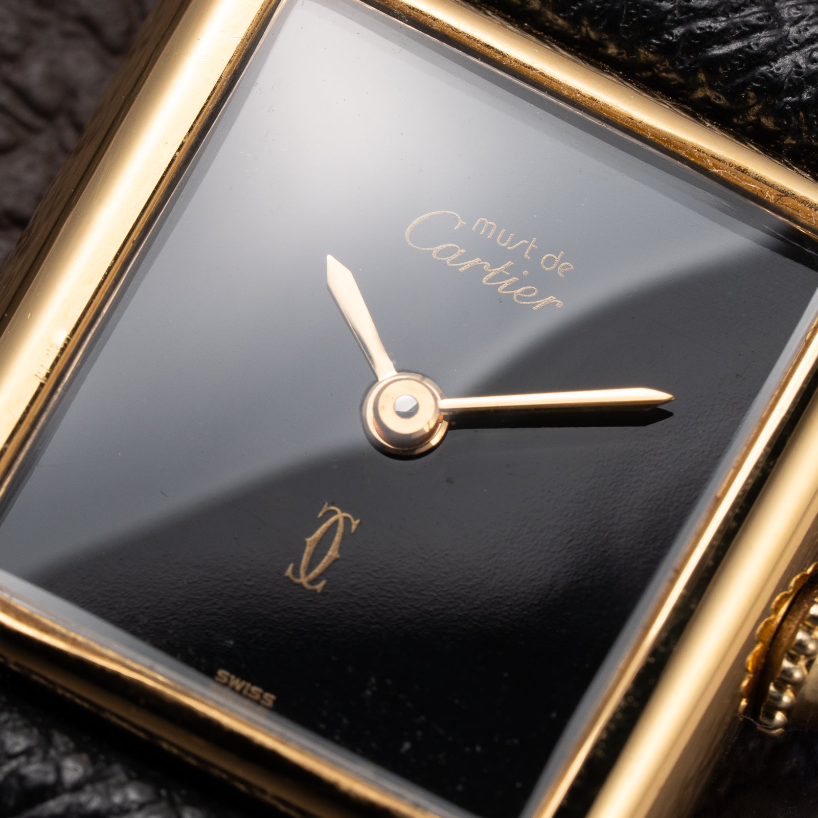 Cartier Tank Must de Black 'onyx' Dial Vermeil PM 1980s