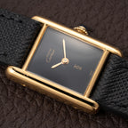 Cartier Tank Must de Black 'onyx' Dial Vermeil PM 1980s
