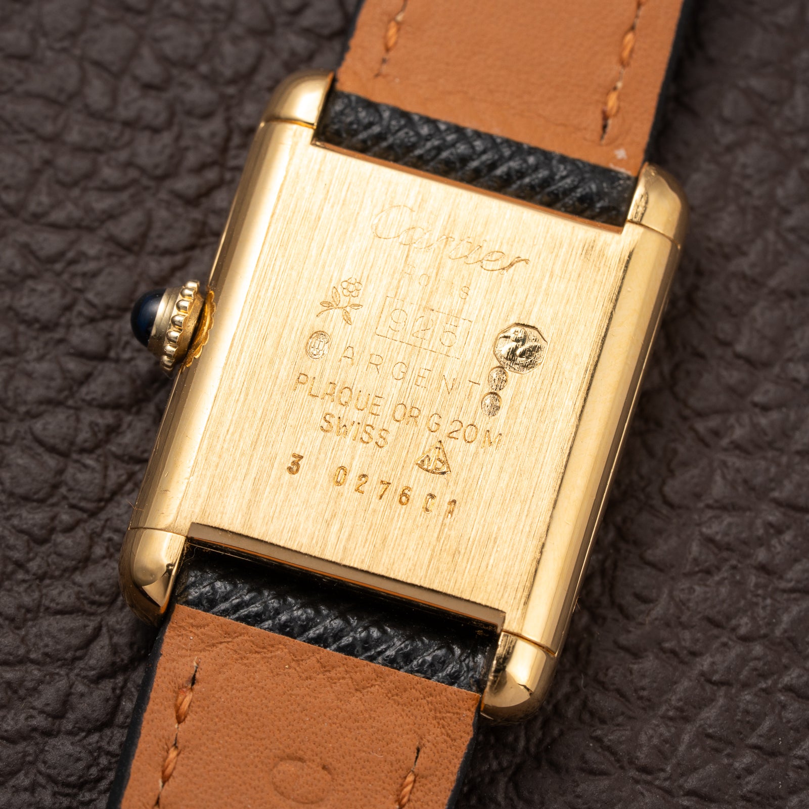 Cartier Tank Must de Black 'onyx' Dial Vermeil PM 1980s