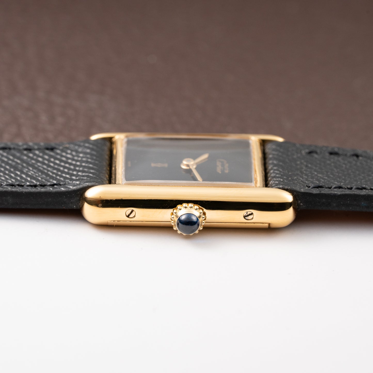Cartier Tank Must de Black 'onyx' Dial Vermeil PM 1980s