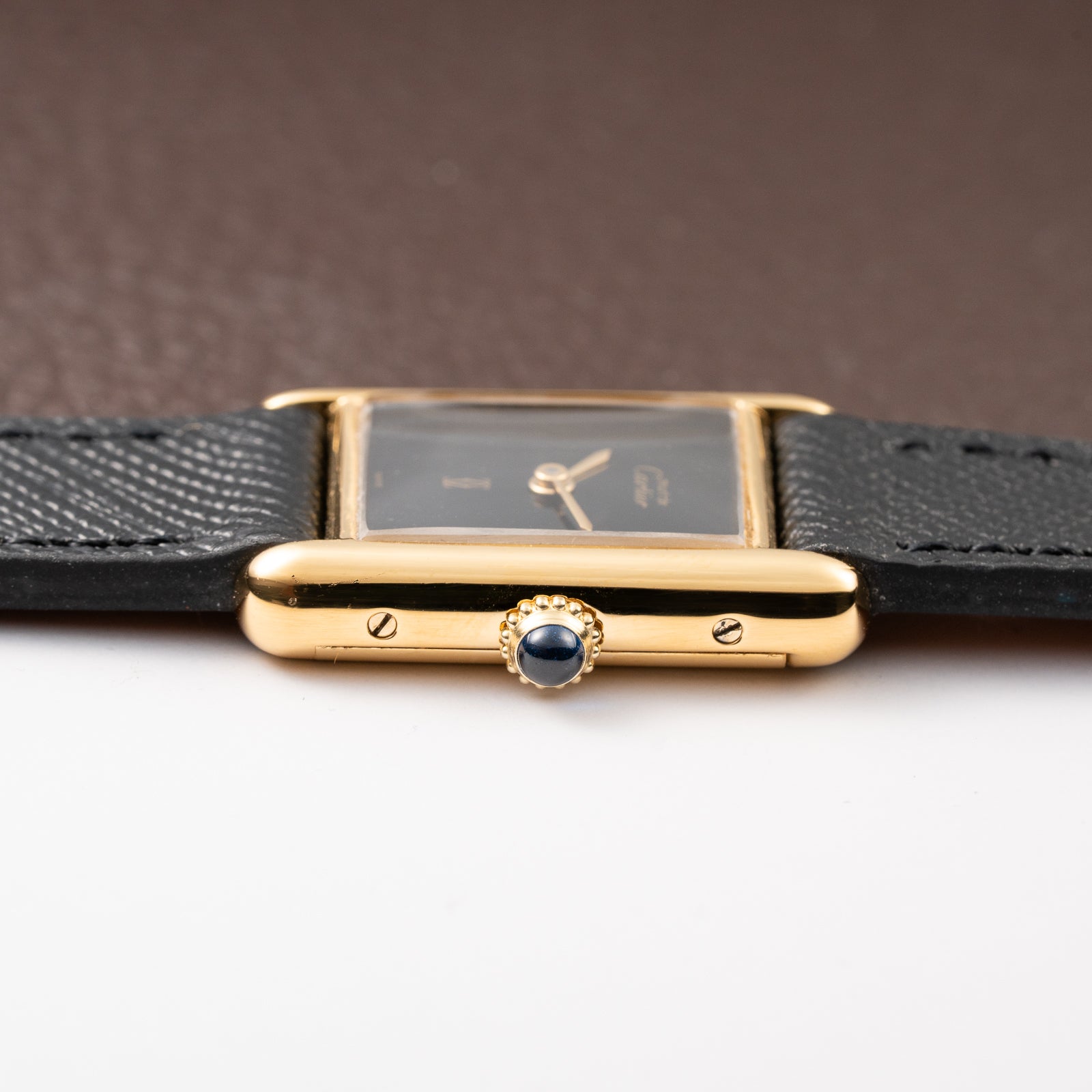 Cartier Tank Must de Black 'onyx' Dial Vermeil PM 1980s