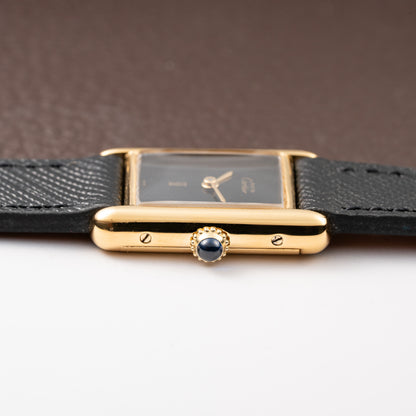 Cartier Tank Must de Black 'onyx' Dial Vermeil PM 1980s