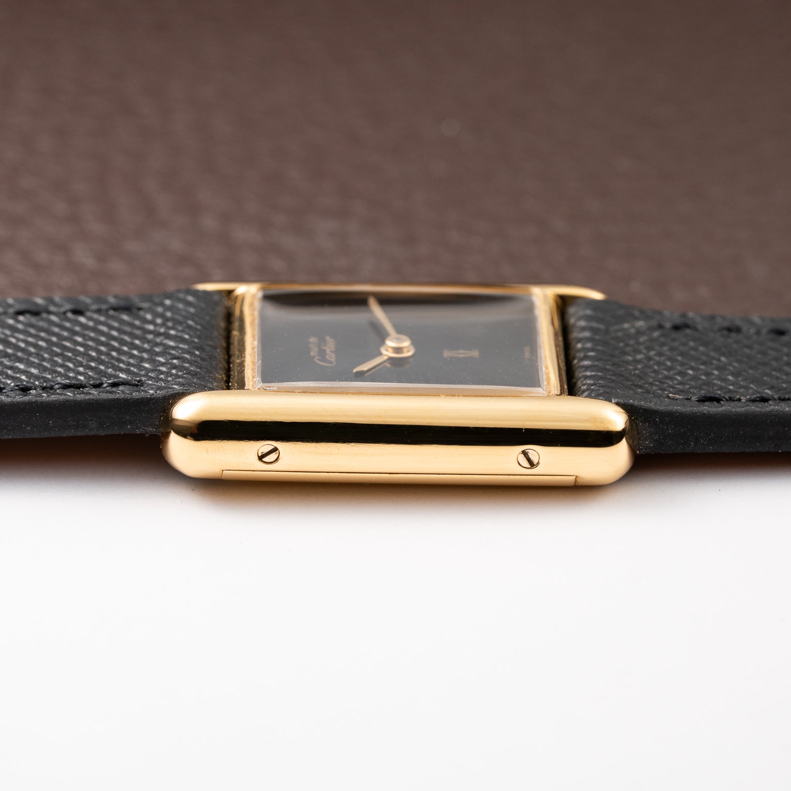 Cartier Tank Must de Black 'onyx' Dial Vermeil PM 1980s