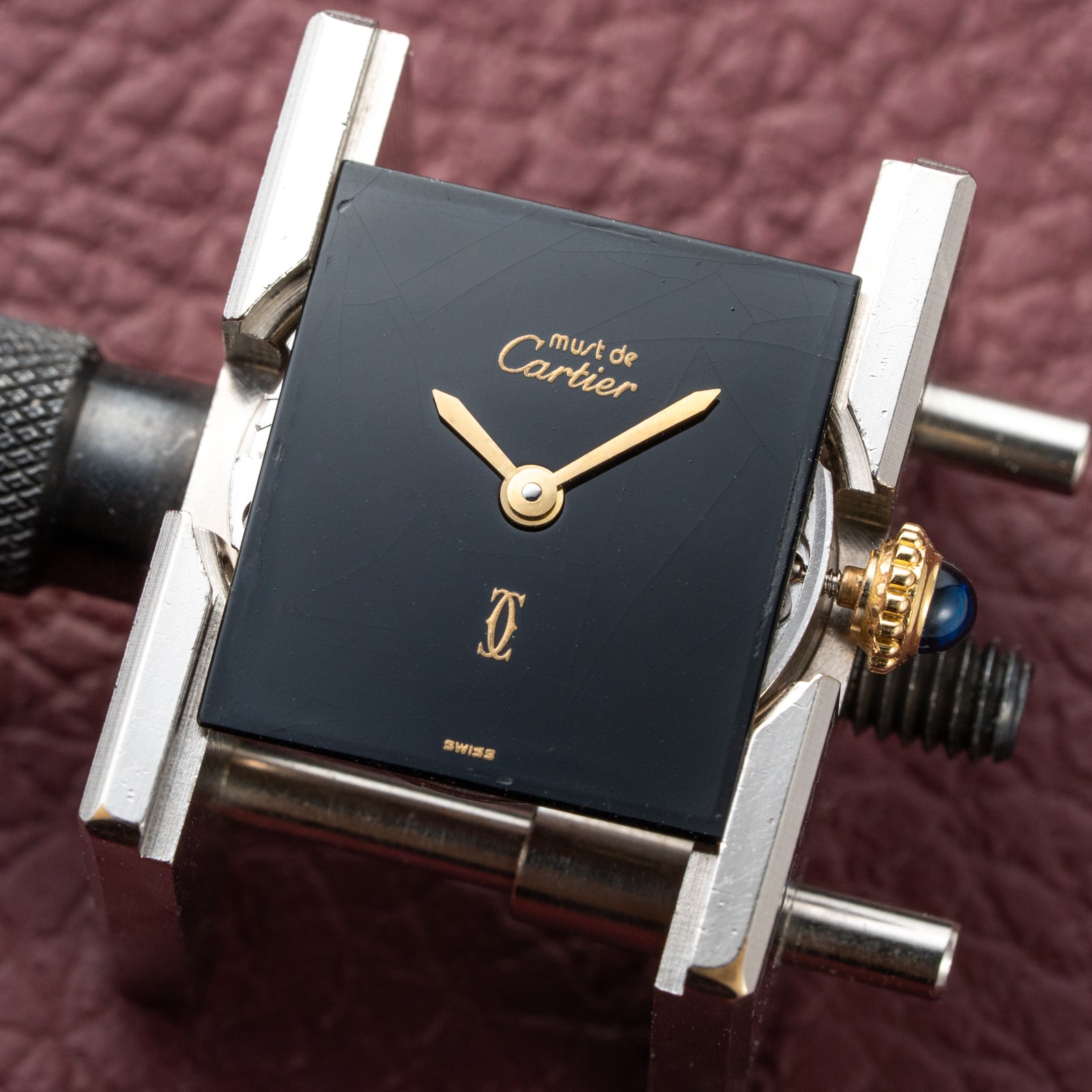 Cartier Tank Must de Vermeil Black Dial PM 1980s