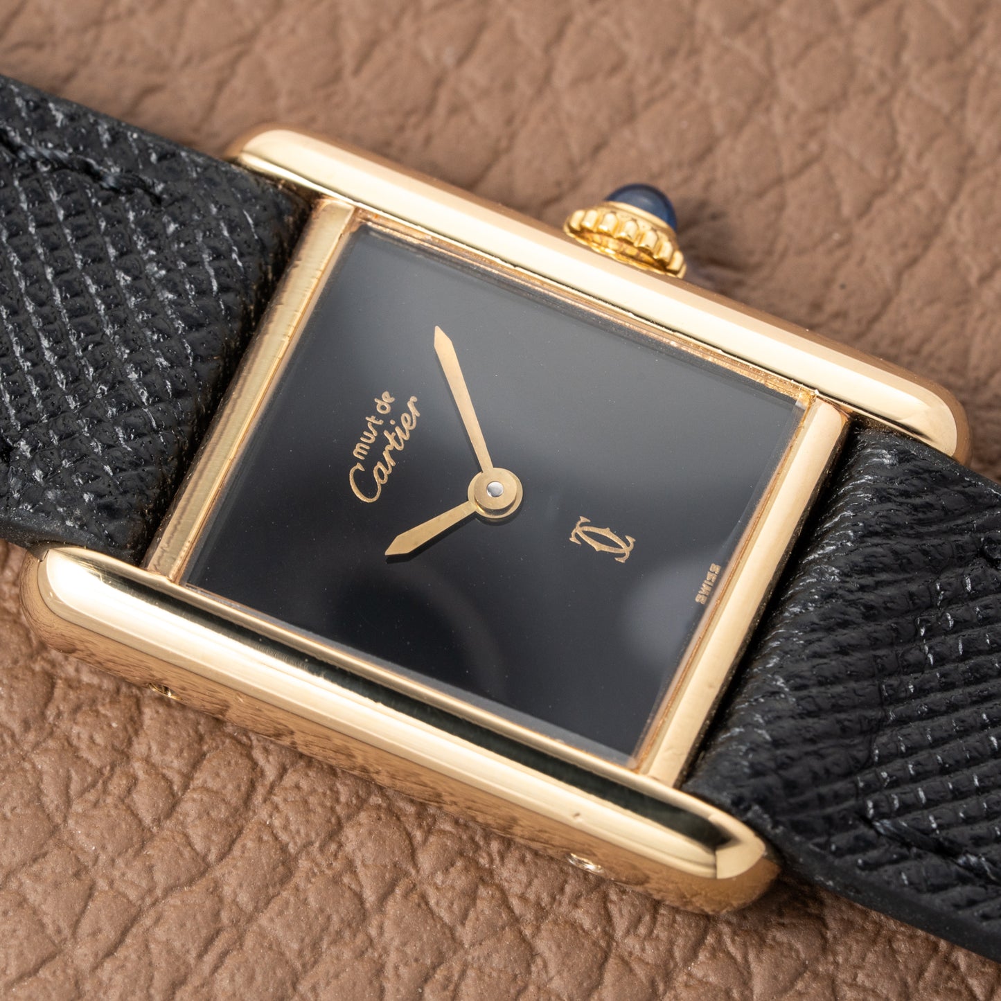 Cartier Tank Must de Vermeil Black Dial PM 1980s