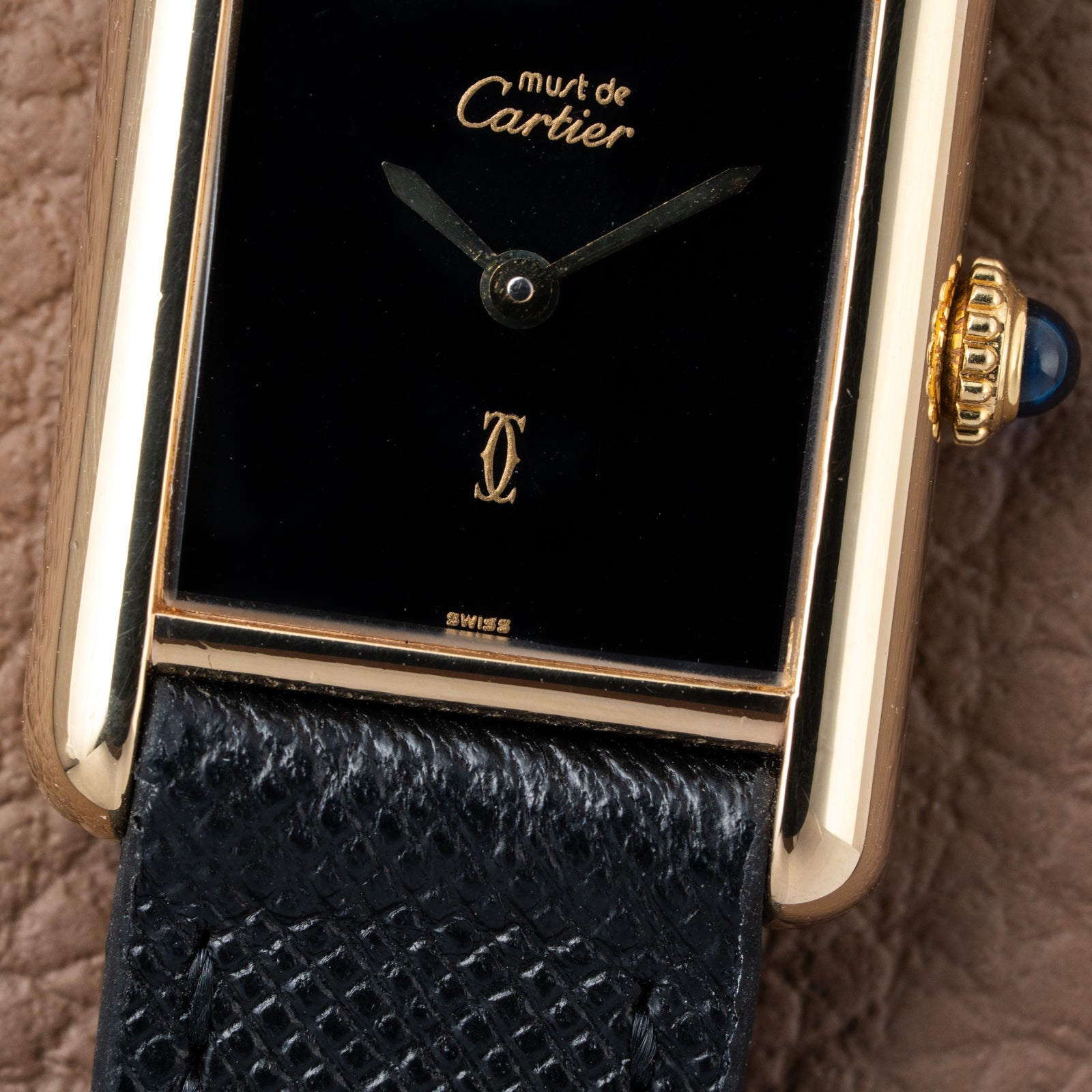 Cartier Tank Must de Vermeil Black Dial PM 1980s
