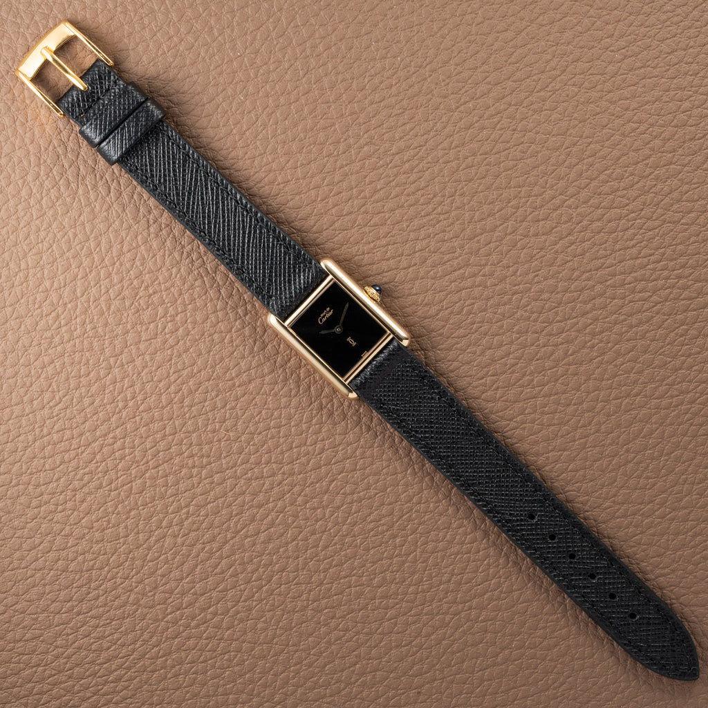 Cartier Tank Must de Vermeil Black Dial PM 1980s