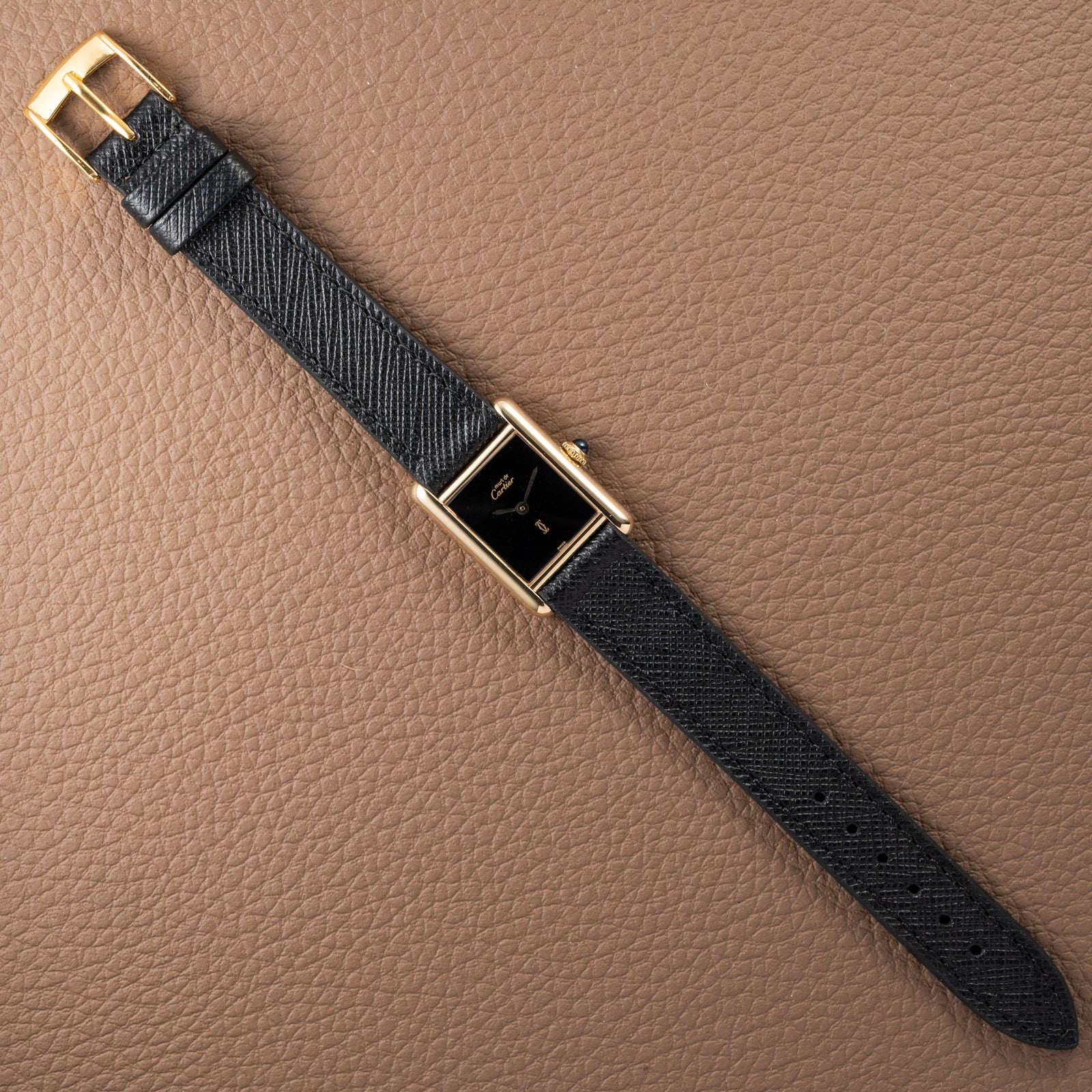 Cartier Tank Must de Vermeil Black Dial PM 1980s
