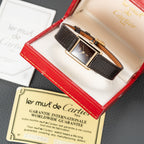Cartier Tank Must de Vermeil 'Turtle Shell' Brown Wood Dial PM Full Set from 1978!