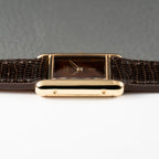 Cartier Tank Must de Vermeil 'Turtle Shell' Brown Wood Dial PM Full Set from 1978!