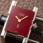 Cartier Must de Tank Vermeil Burgundy Red Dial PM 1980s