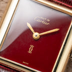 Cartier Must de Tank Vermeil Burgundy Red Dial PM 1980s