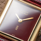 Cartier Must de Tank Vermeil Burgundy Red Dial PM 1980s