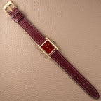 Cartier Must de Tank Vermeil Burgundy Red Dial PM 1980s
