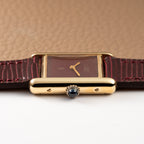 Cartier Must de Tank Vermeil Burgundy Red Dial PM 1980s