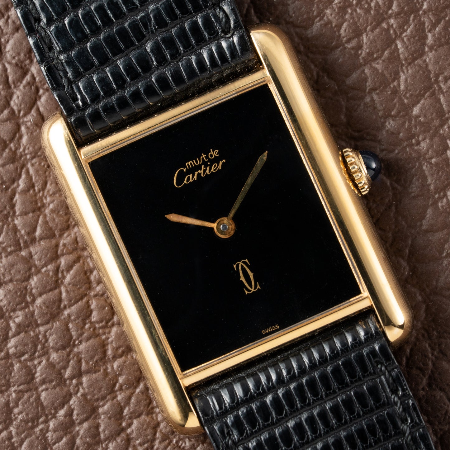 Cartier Tank Must de Vermeil Black Onyx Dial GM 1980s