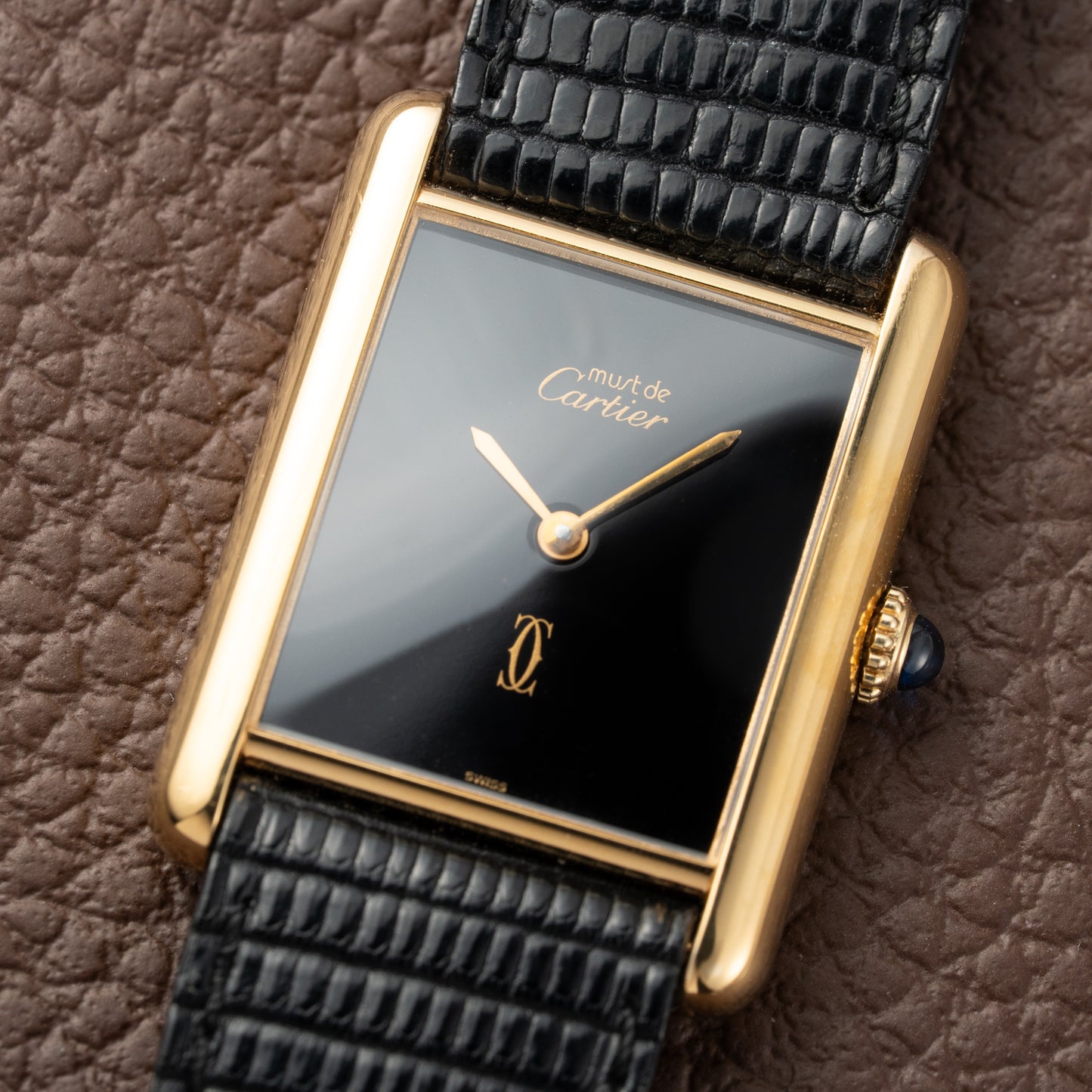 Cartier Tank Must de Vermeil Black Onyx Dial GM 1980s