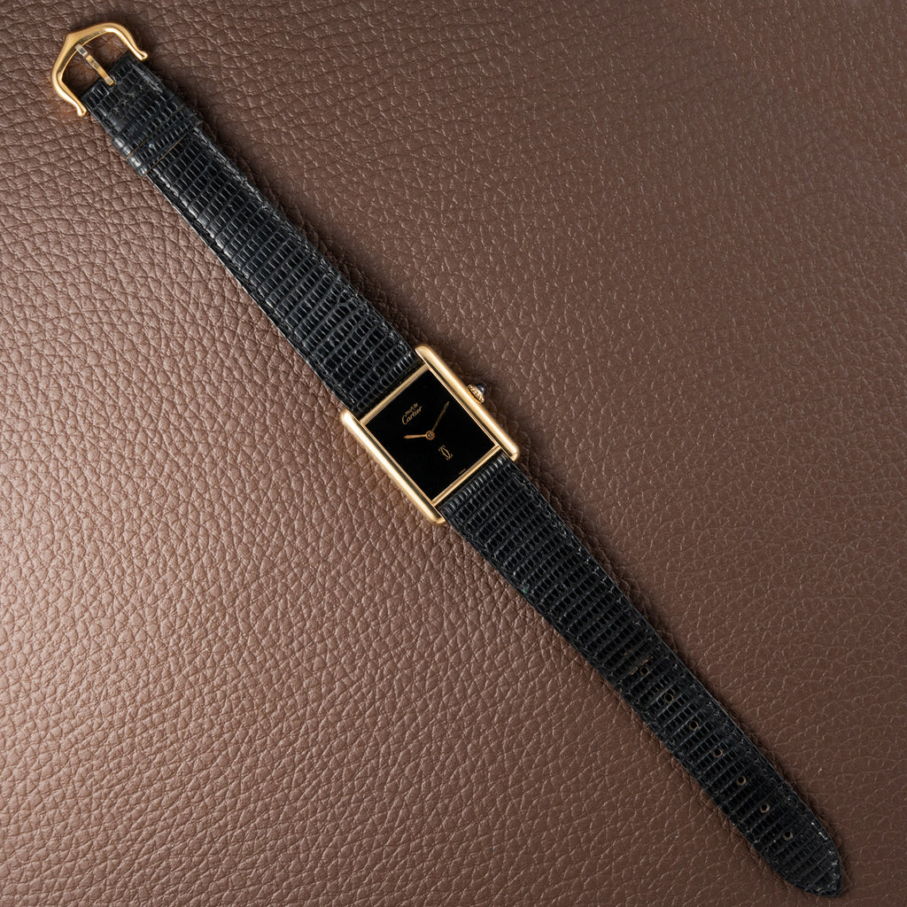 Cartier Tank Must de Vermeil Black Onyx Dial GM 1980s