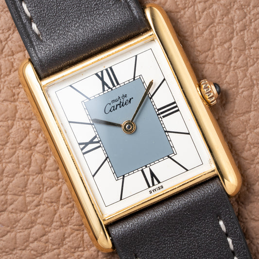 Cartier Must de Tank Vermeil Grey Art Deco Dial Reference 590005 from 1990s