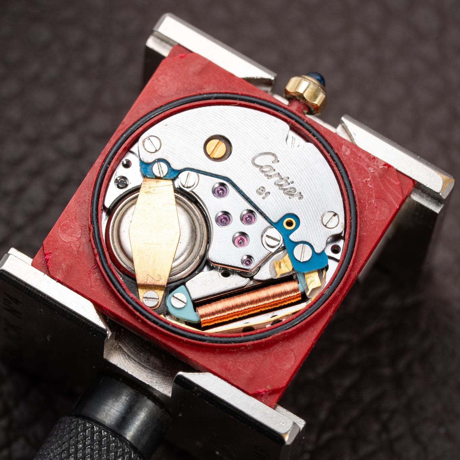 Cartier Tank Must de Vermeil Art Deco Black Roman Dial GM Reference 6 86001