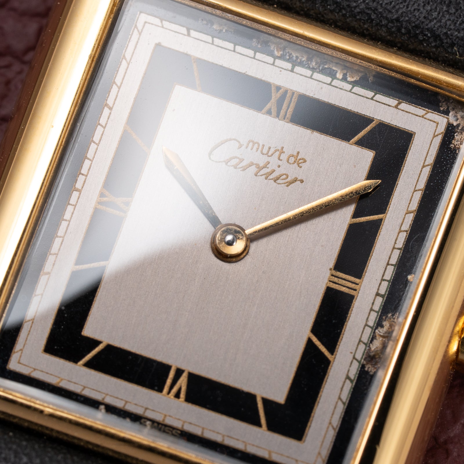 Cartier Tank Must de Vermeil Art Deco Black Roman Dial GM Reference 6 86001