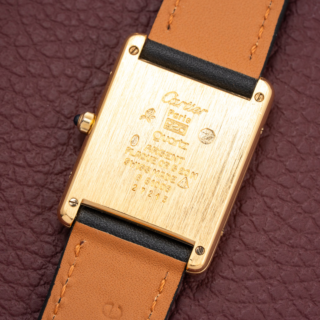 Cartier Tank Must de Vermeil Art Deco Black Roman Dial GM Reference 6 86001