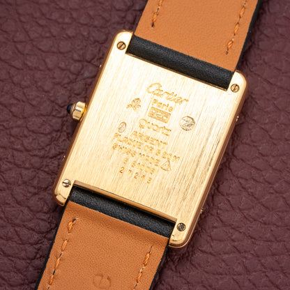 Cartier Tank Must de Vermeil Art Deco Black Roman Dial GM Reference 6 86001