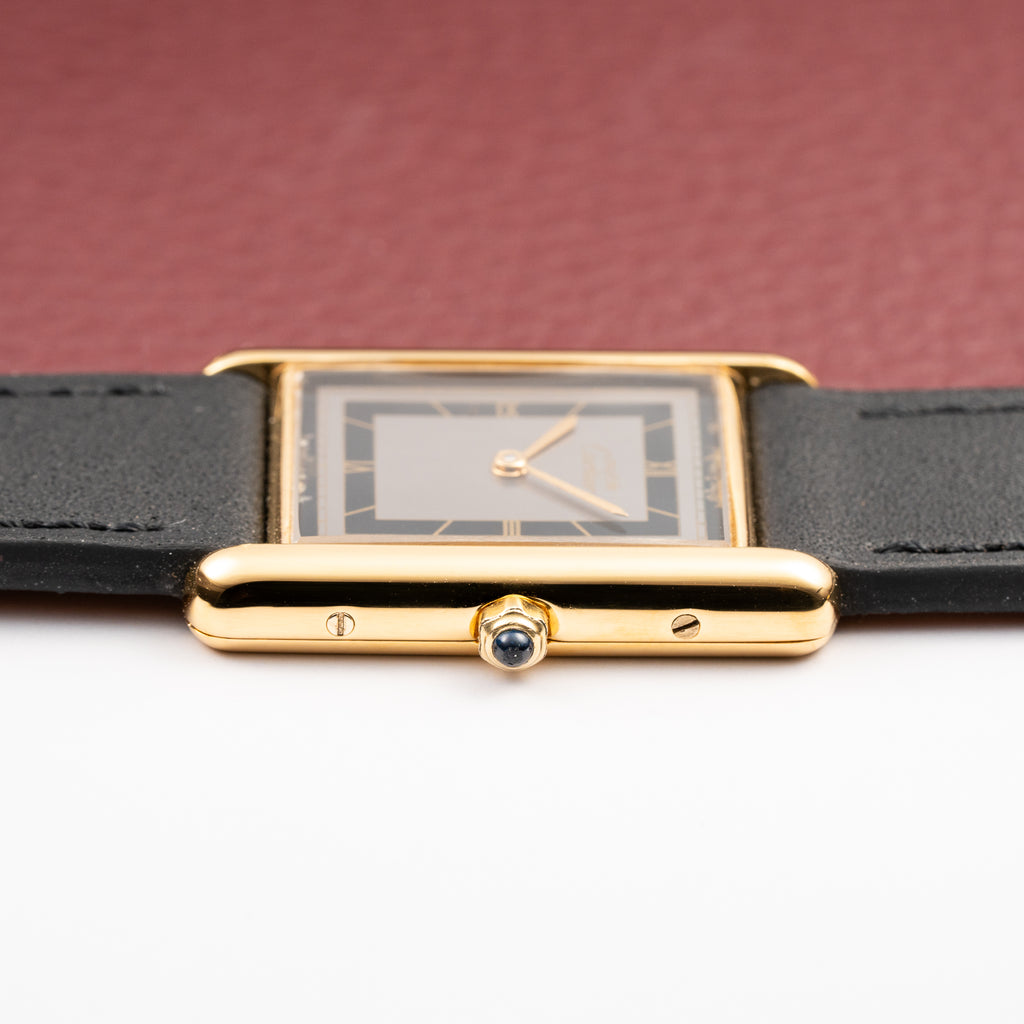 Cartier Tank Must de Vermeil Art Deco Black Roman Dial GM Reference 6 86001