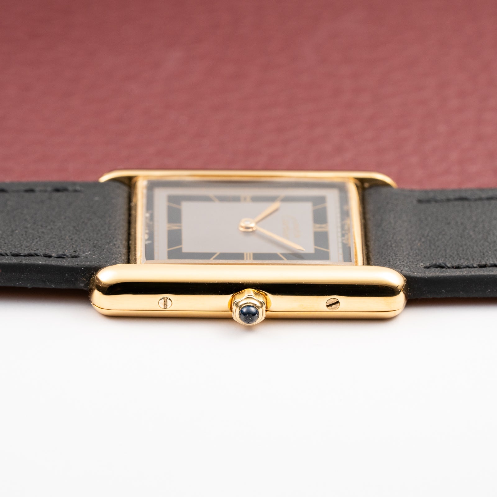 Cartier Tank Must de Vermeil Art Deco Black Roman Dial GM Reference 6 86001