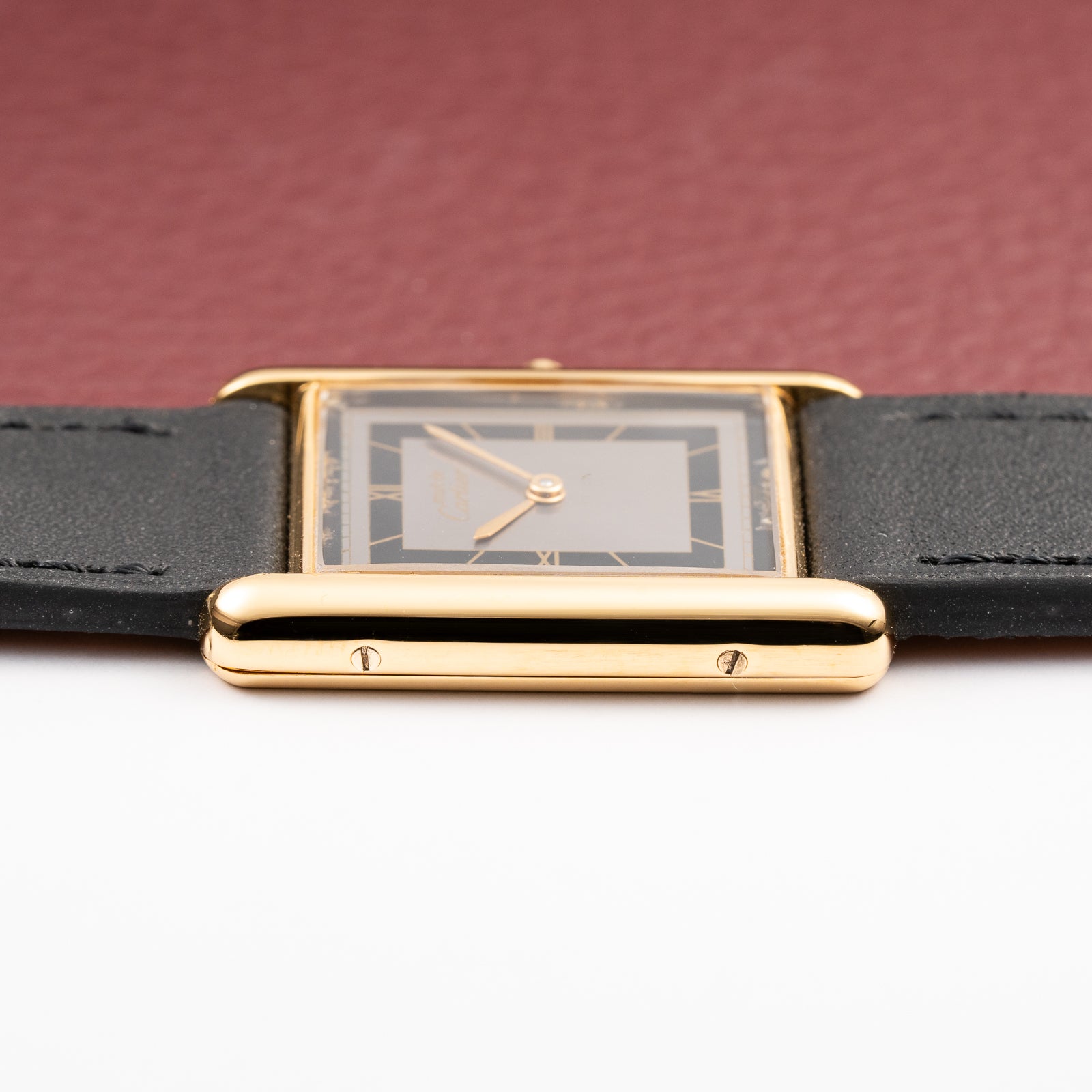 Cartier Tank Must de Vermeil Art Deco Black Roman Dial GM Reference 6 86001