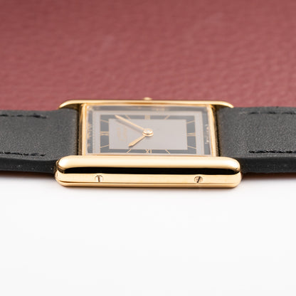 Cartier Tank Must de Vermeil Art Deco Black Roman Dial GM Reference 6 86001