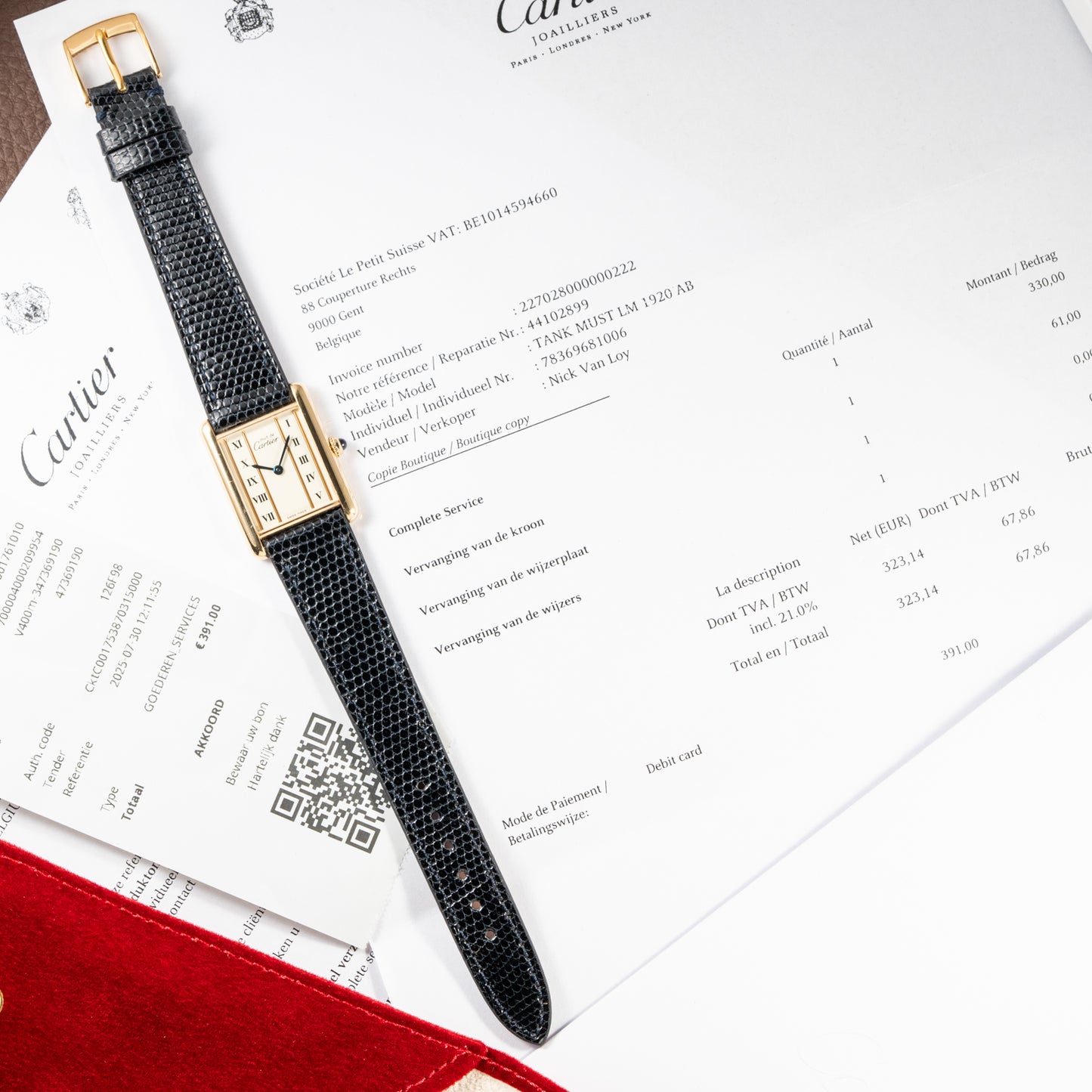 Cartier Must de Tank Vermeil Vendôme Roman Ivory Column Dial Cartier Service 2025 GM Ref 590005