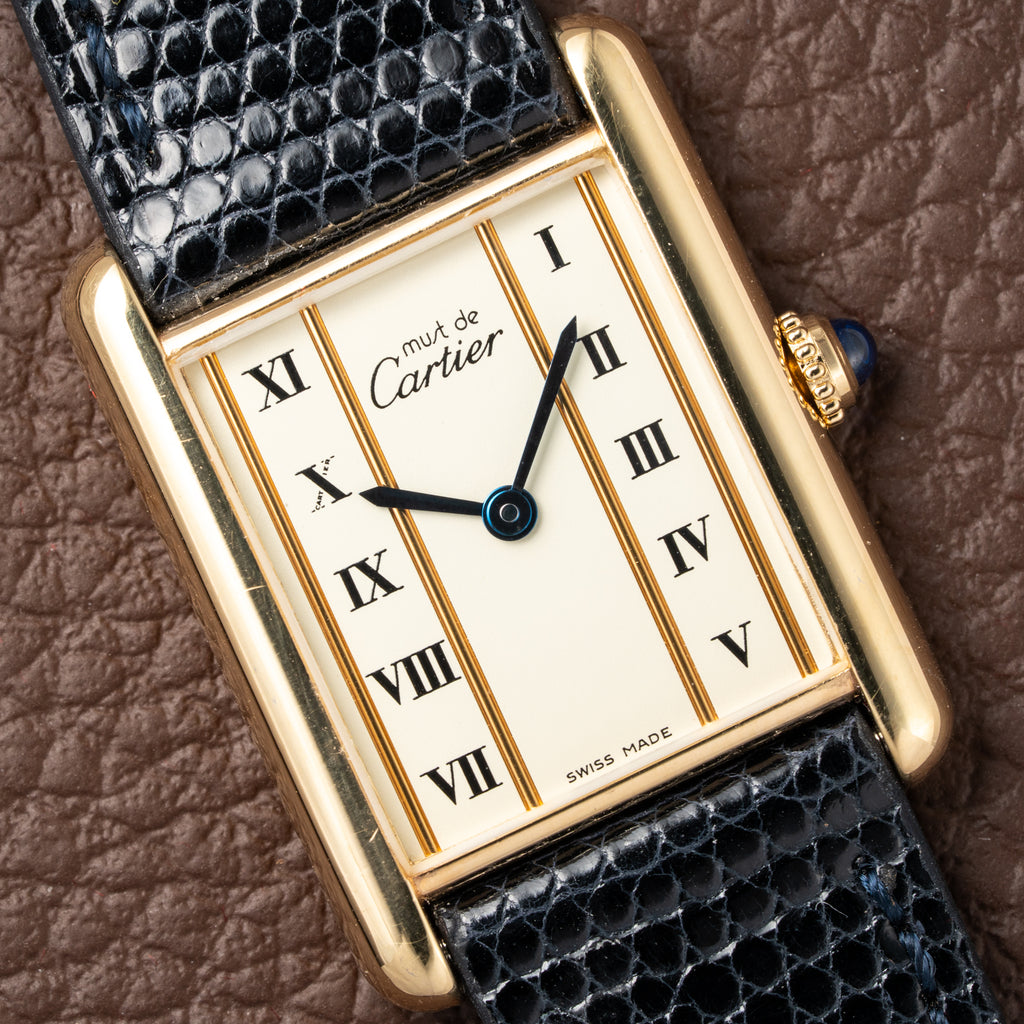 Cartier Must de Tank Vermeil Vendôme Roman Ivory Column Dial Cartier Service 2025 GM Ref 590005